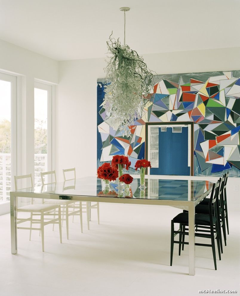 Lustre en verre moderne salle à manger contemporaine par Amy Lau Design